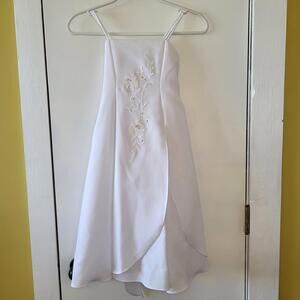 ABC Kids usa white formal wear girls white dress spaghetti straps sz 8 100% poly